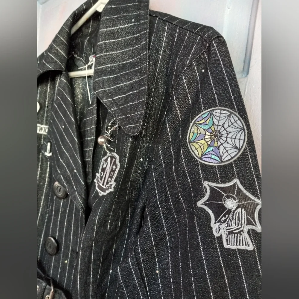 Wednesday Addams custom Rage pinstriped trench coat- SOLD@hosted store - Picture 3 of 16